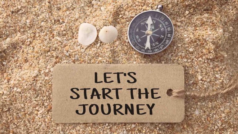 Start the journey, Kompass, Sand